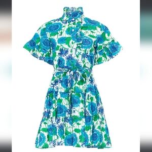 Mille Violetta Blue Green Floral Mini Dress Size Small RTR Rent The Runway Flaws